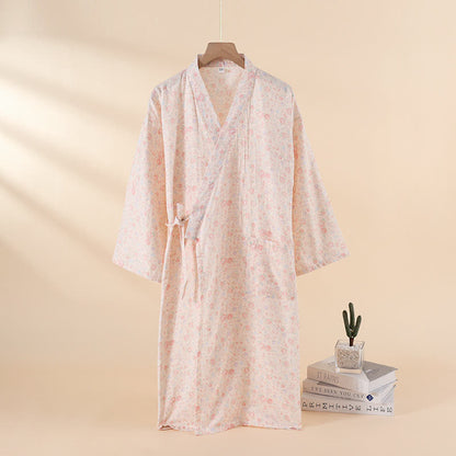 Chemise de nuit en gaze de coton à motif floral