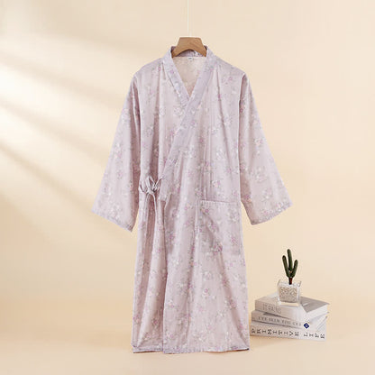 Chemise de nuit en gaze de coton à motif floral