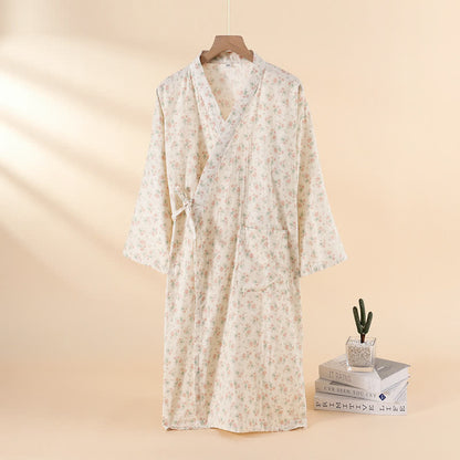 Chemise de nuit en gaze de coton à motif floral