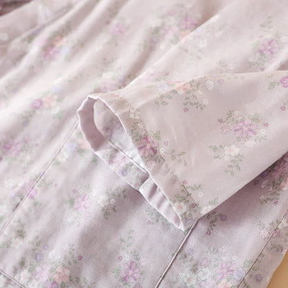 Chemise de nuit en gaze de coton à motif floral