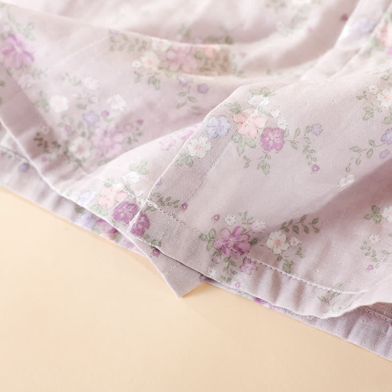 Chemise de nuit en gaze de coton à motif floral