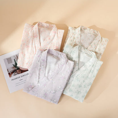 Chemise de nuit en gaze de coton à motif floral