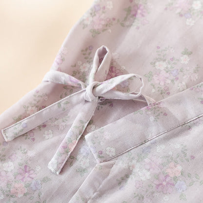 Chemise de nuit en gaze de coton à motif floral