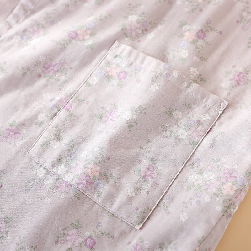 Chemise de nuit en gaze de coton à motif floral