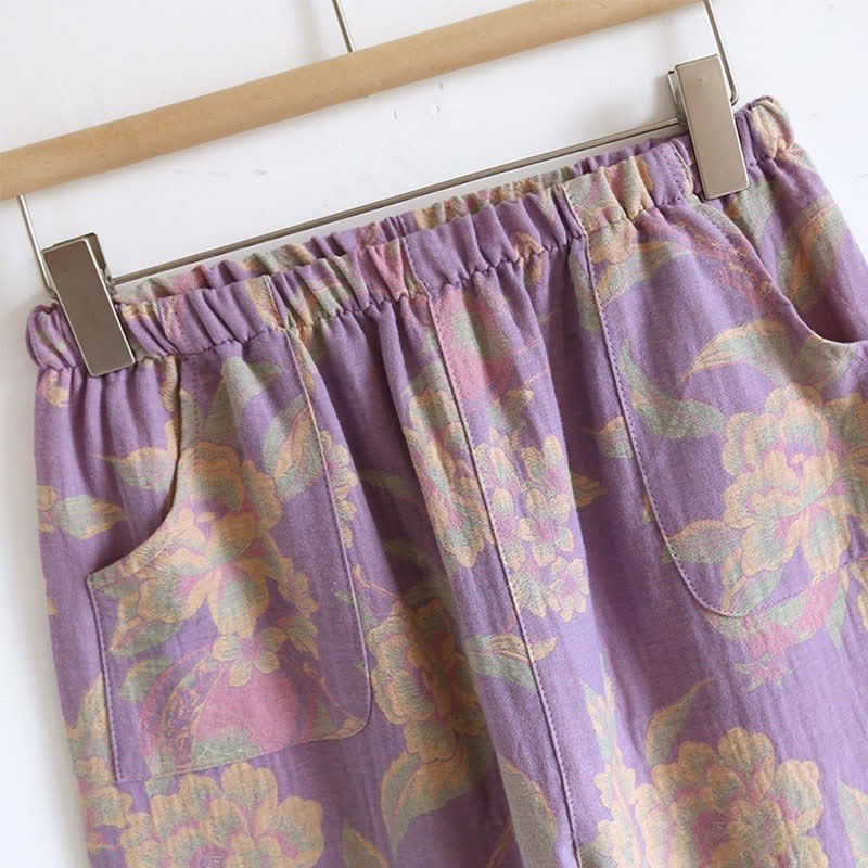 Ensemble de vêtements d'intérieur élégant en coton jacquard teint en fil de style vintage