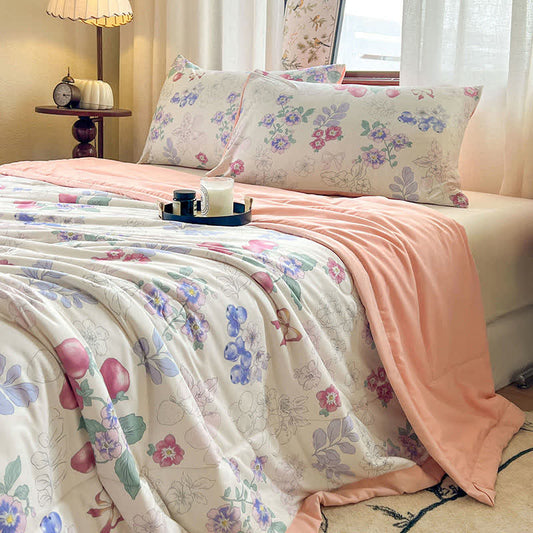 Élégante couverture d'été en gaze double épaisseur à motif floral - 220cm x 240cm - image 1