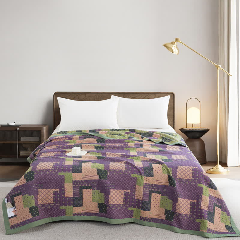 Couvre-lit jacquard en gaze de coton patchwork vintage