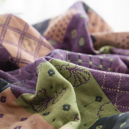 Couvre-lit jacquard en gaze de coton patchwork vintage