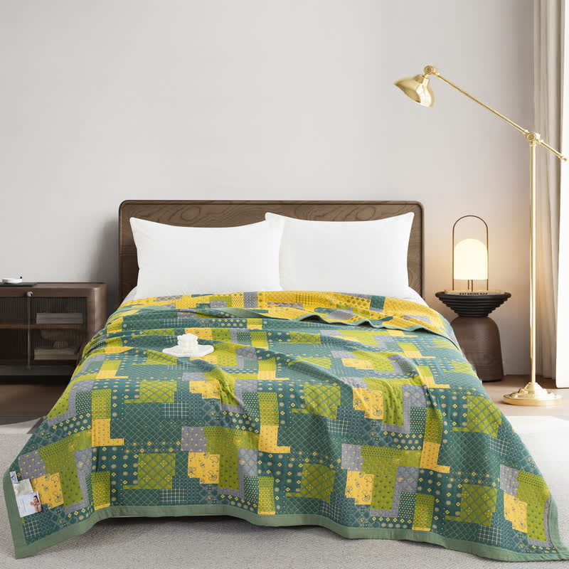 Couvre-lit jacquard en gaze de coton patchwork vintage