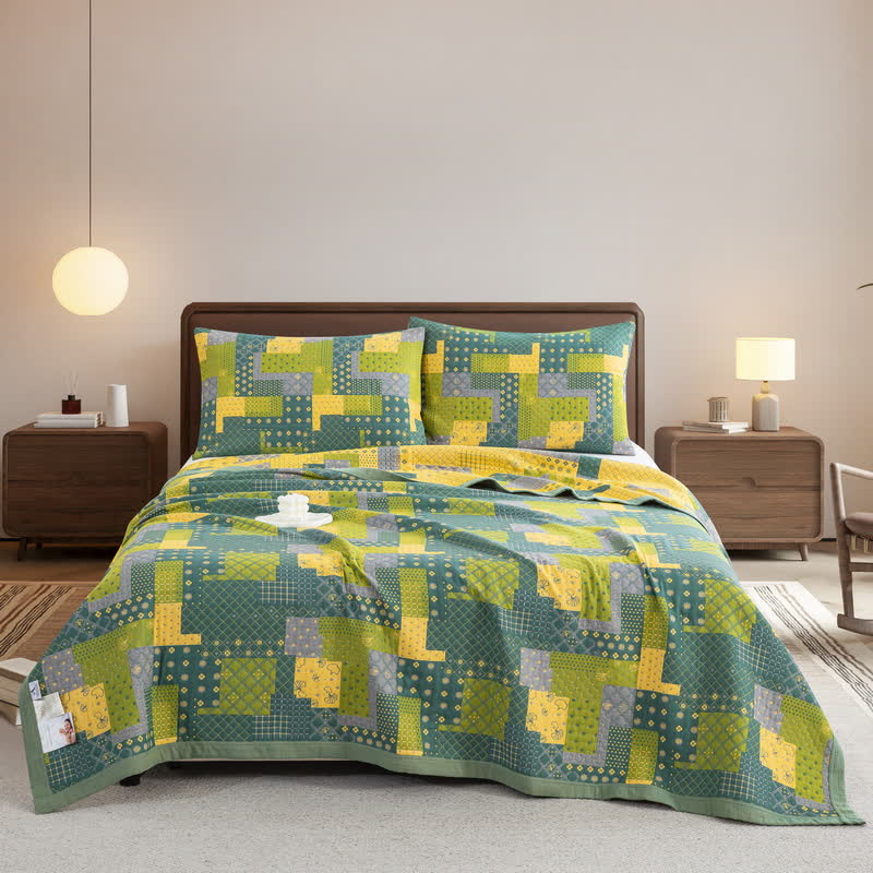 Couvre-lit jacquard en gaze de coton patchwork vintage