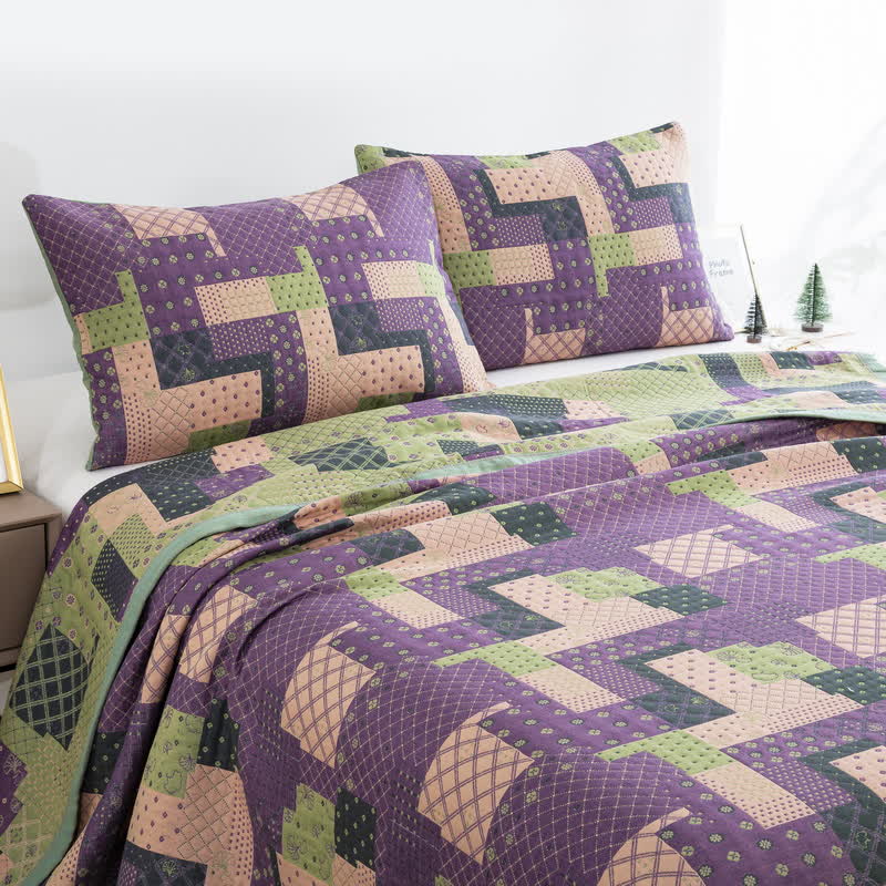 Couvre-lit jacquard en gaze de coton patchwork vintage