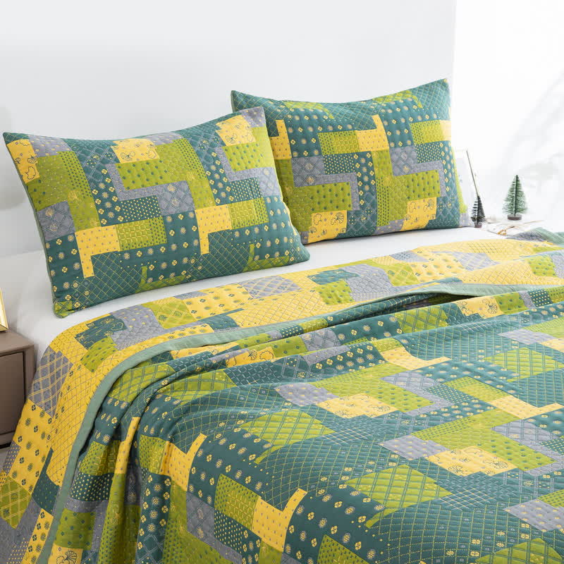 Couvre-lit jacquard en gaze de coton patchwork vintage