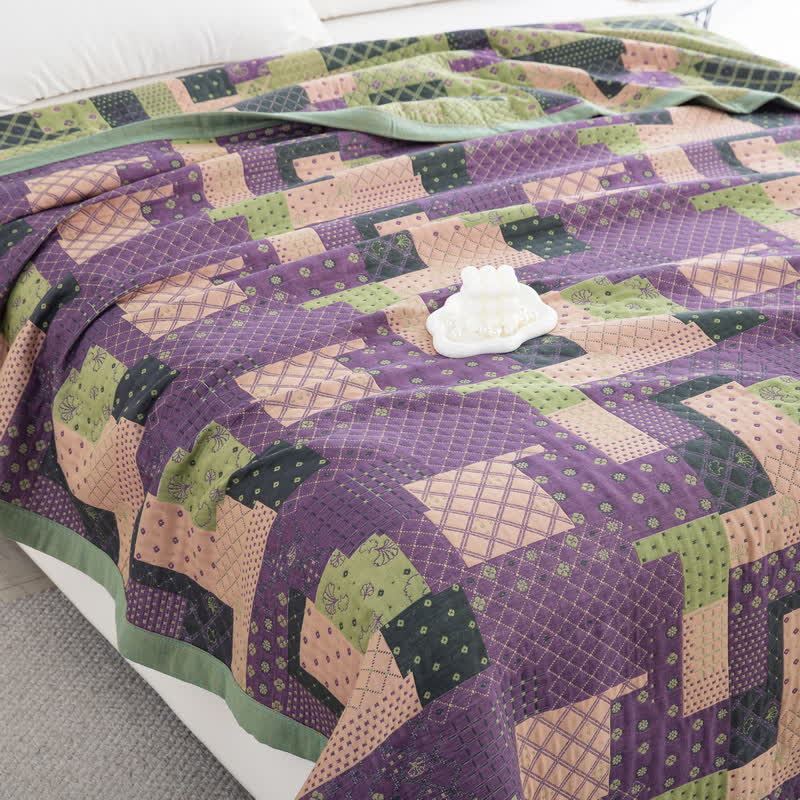 Couvre-lit jacquard en gaze de coton patchwork vintage