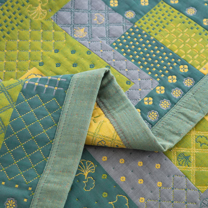 Couvre-lit jacquard en gaze de coton patchwork vintage