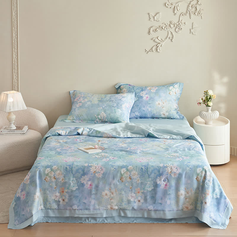 Parure de lit florale d'été rustique (4 pièces)