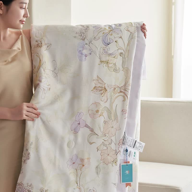 Parure de lit d'été douce avec motif floral frais (4 pièces)