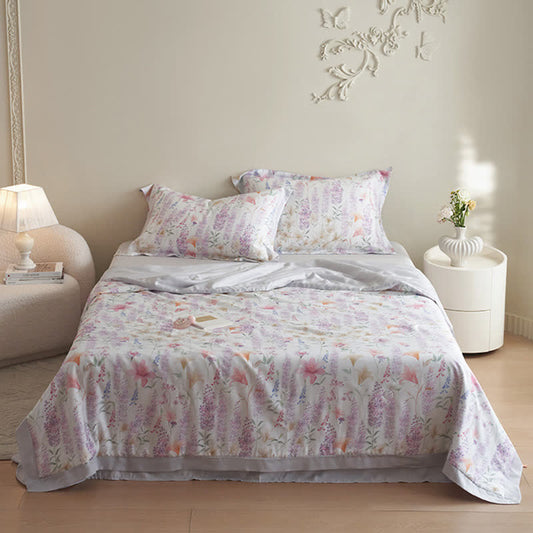 Parure de lit d'été rustique lavande (4 pièces)