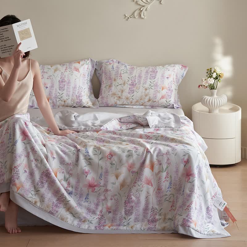 Parure de lit d'été rustique lavande (4 pièces)