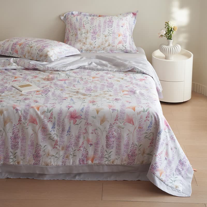 Parure de lit d'été rustique lavande (4 pièces)