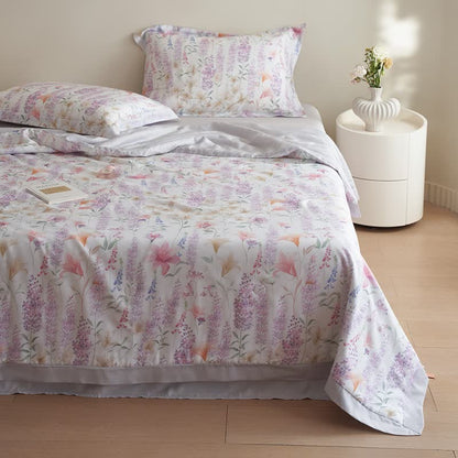 Parure de lit d'été rustique lavande (4 pièces)