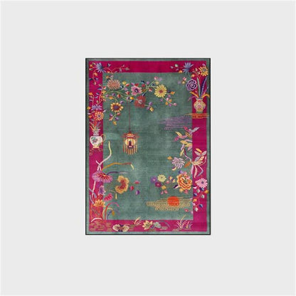 Tapis antidérapant et lavable à motif floral oriental