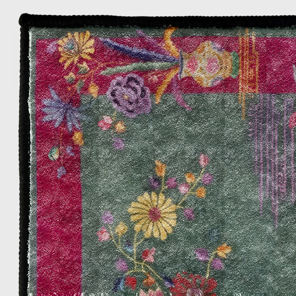 Tapis antidérapant et lavable à motif floral oriental
