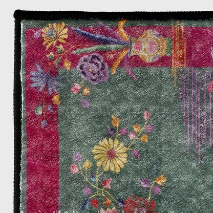 Tapis antidérapant et lavable à motif floral oriental