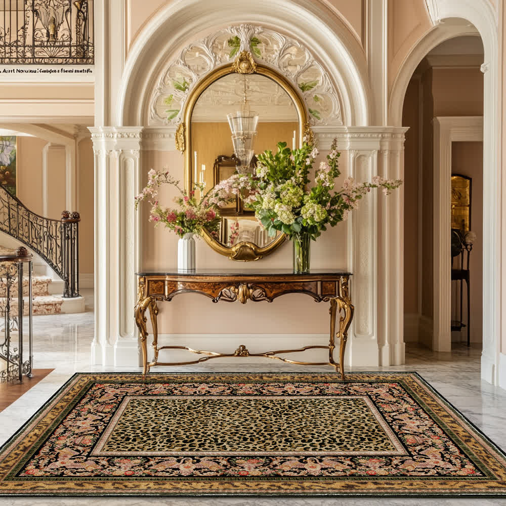 Tapis antidérapant style léopard baroque pour l'intérieur et l'extérieur