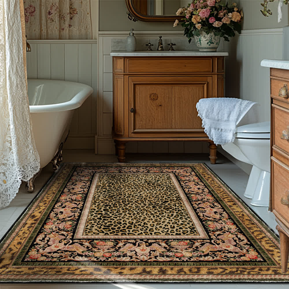 Tapis antidérapant style léopard baroque pour l'intérieur et l'extérieur