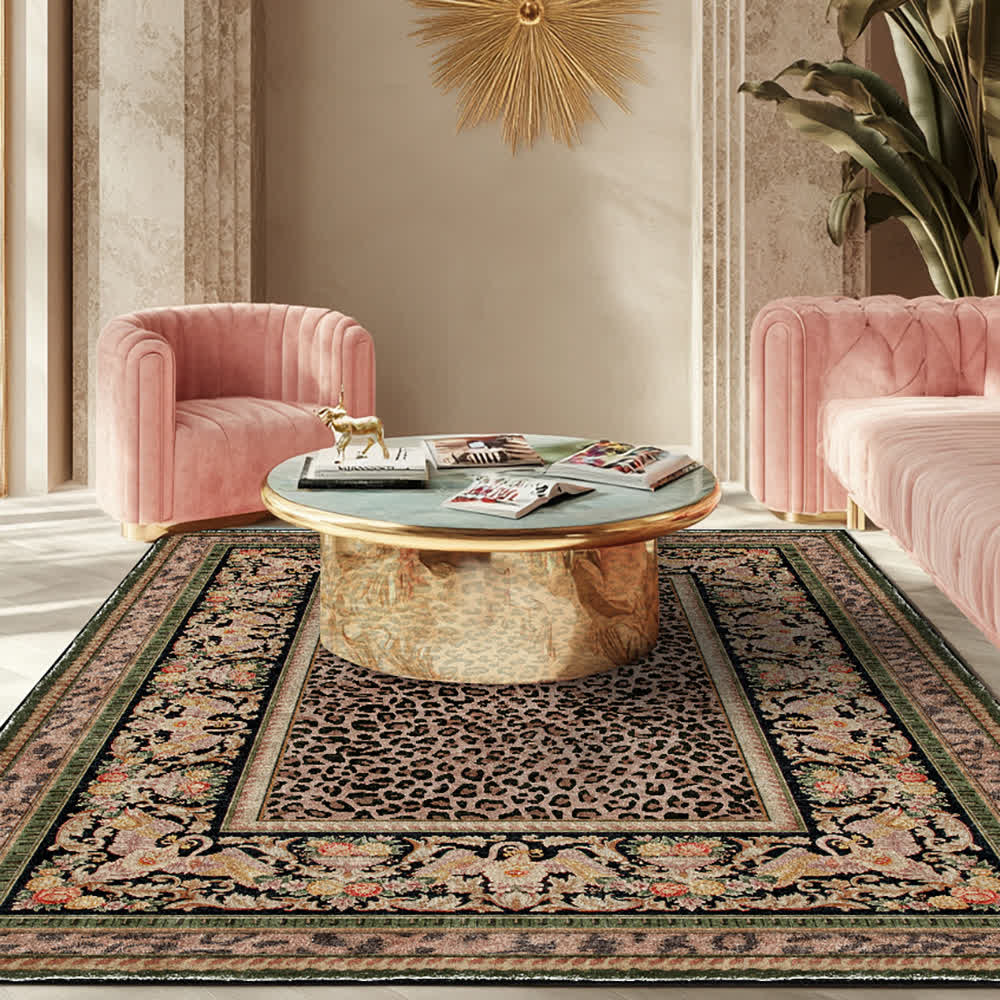 Tapis antidérapant style léopard baroque pour l'intérieur et l'extérieur