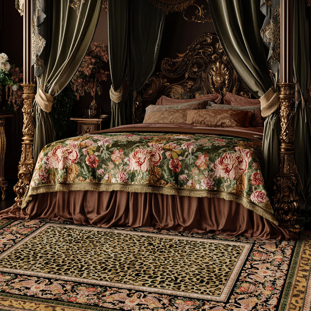 Tapis antidérapant style léopard baroque pour l'intérieur et l'extérieur