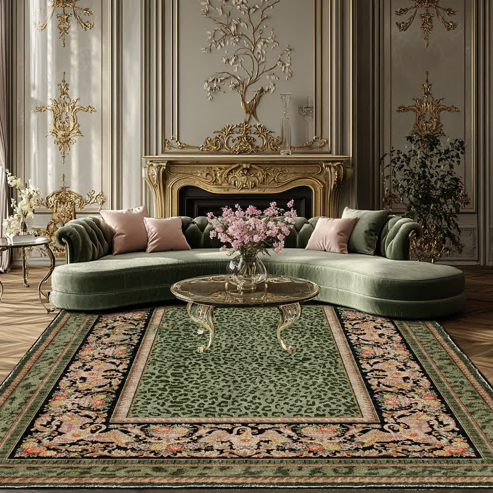 Tapis antidérapant style léopard baroque pour l'intérieur et l'extérieur