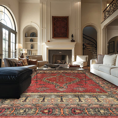 Tapis décoratif antidérapant à motifs géométriques persans