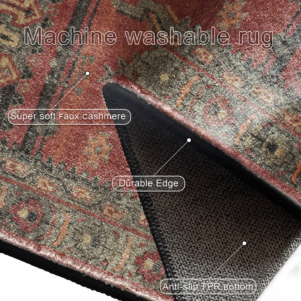 Tapis décoratif antidérapant à motifs géométriques persans