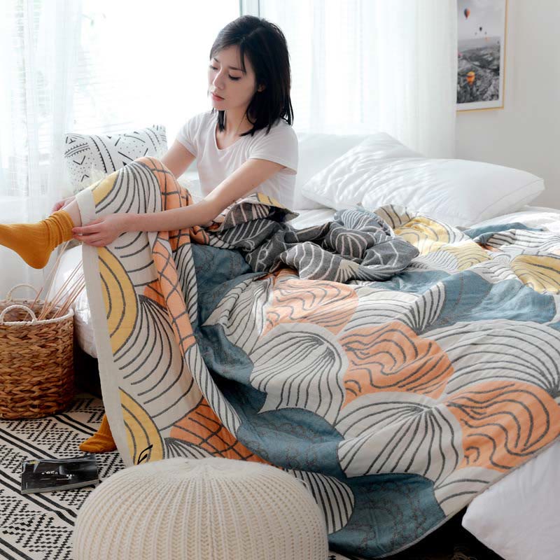 Couverture réversible Ownkoti en coton à motif coquillage