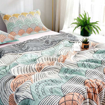 Couverture réversible Ownkoti en coton à motif coquillage