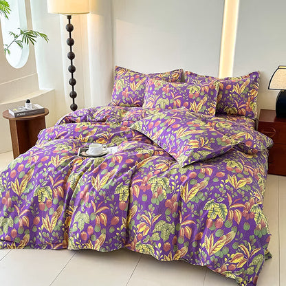 Parure de lit en gaze de coton doux avec pétales de fleurs (4 pièces)