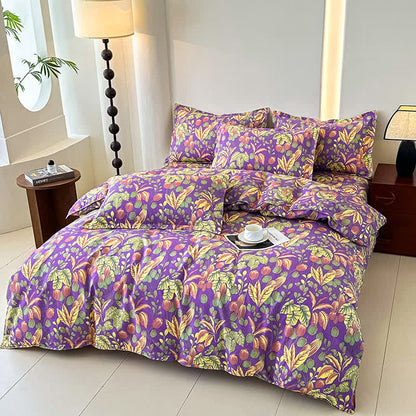Parure de lit en gaze de coton doux avec pétales de fleurs (4 pièces)