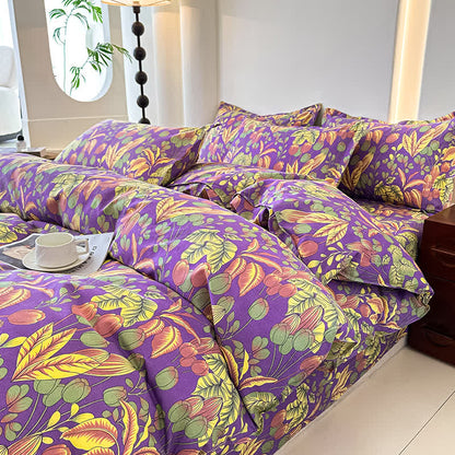 Parure de lit en gaze de coton doux avec pétales de fleurs (4 pièces)