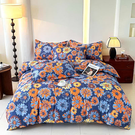 Parure de lit en gaze de coton doux Retro Daisy (4 pièces)