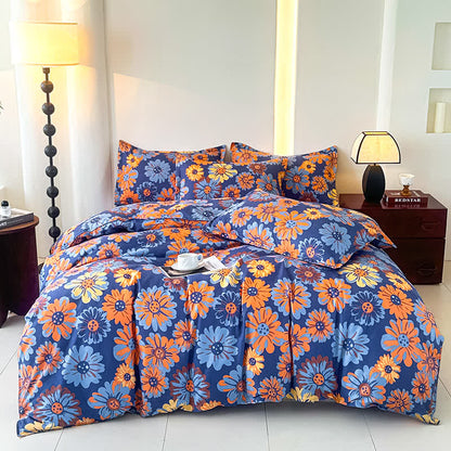 Parure de lit en gaze de coton doux Retro Daisy (4 pièces)