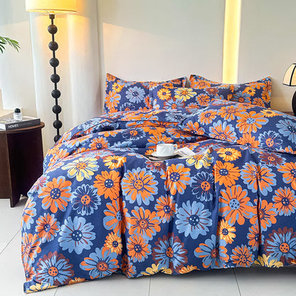 Parure de lit en gaze de coton doux Retro Daisy (4 pièces)
