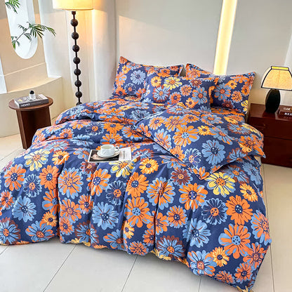 Parure de lit en gaze de coton doux Retro Daisy (4 pièces)