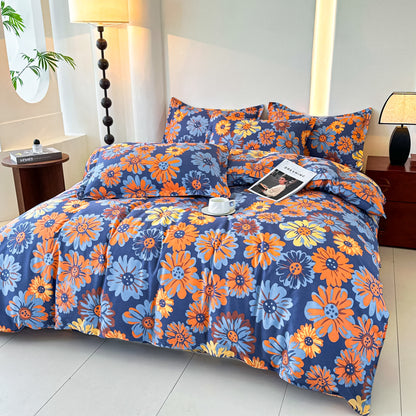 Parure de lit en gaze de coton doux Retro Daisy (4 pièces)