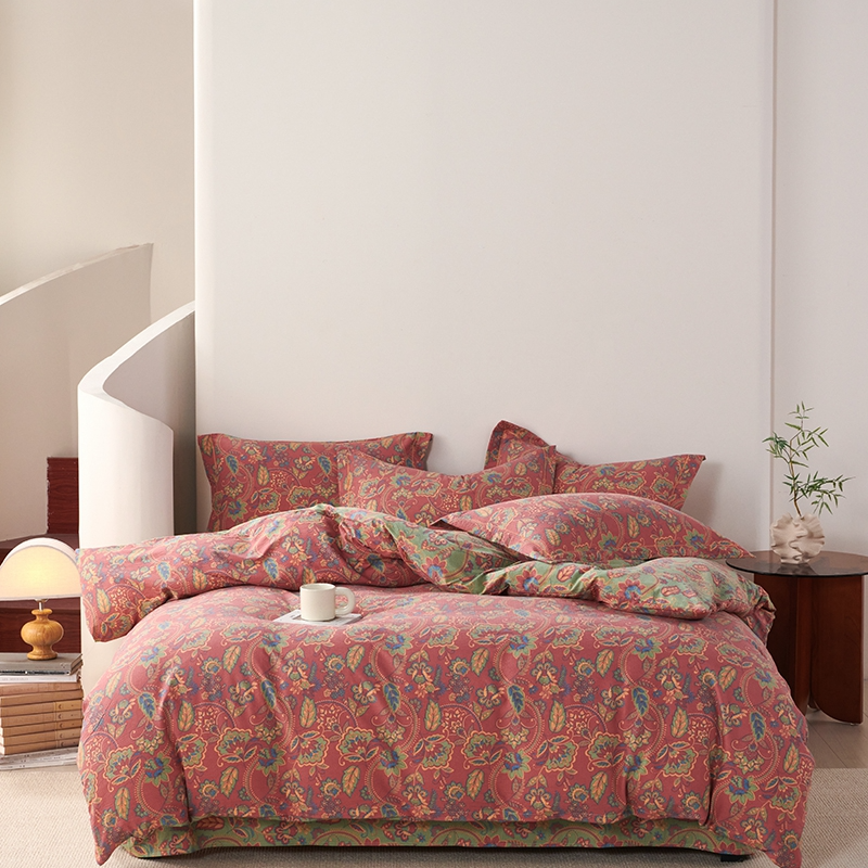 Parure de lit réversible en coton de style bohème (4 pièces)