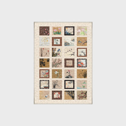 Tapis doux, antidérapant et lavable avec motif de fleurs et d'oiseaux