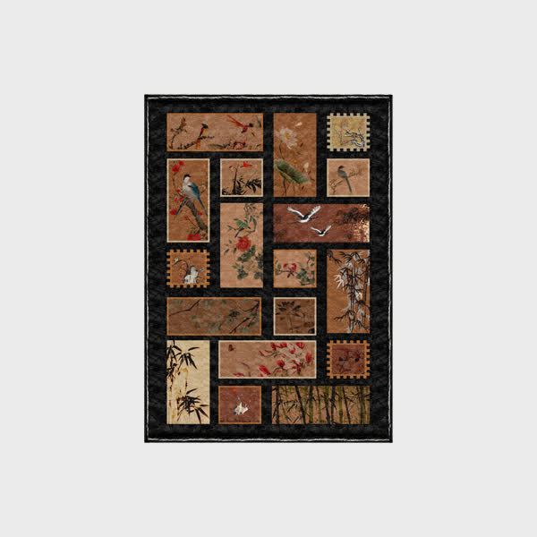 Tapis doux, antidérapant et lavable avec motif de fleurs et d'oiseaux