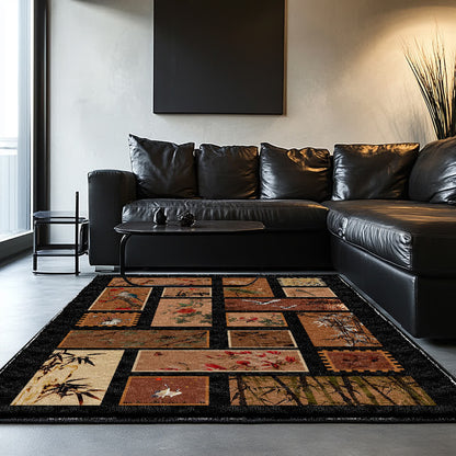 Tapis doux, antidérapant et lavable avec motif de fleurs et d'oiseaux