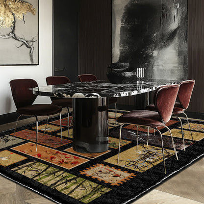 Tapis doux, antidérapant et lavable avec motif de fleurs et d'oiseaux
