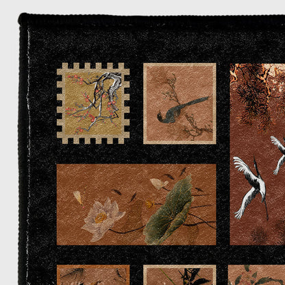 Tapis doux, antidérapant et lavable avec motif de fleurs et d'oiseaux